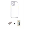 ieg™ iPhone 12 Pro Max Kılıf Nova Asil Özel Seri - Siyah 6D Mat Seramik Hayalet Nano Ekran Koruyucu + Shine Kamera Lens Koruma Cam - SABE
