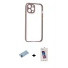 ieg™ iPhone 12 Pro Max Kılıf Nova Asil Özel Seri - Siyah Joko 5D Cam + Shine Kamera Lens Koruma Cam - MI