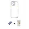 ieg™ iPhone 12 Pro Max Kılıf Nova Asil Özel Seri - Siyah Mat Seramik Nano Ekran Koruyucu + Metal Kamera Lens Koruma Cam - GD