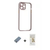 ieg™ iPhone 12 Pro Max Kılıf Nova Asil Özel Seri - Siyah Mat Seramik Nano Ekran Koruyucu + Metal Kamera Lens Koruma Cam - GS