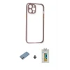 ieg™ iPhone 12 Pro Max Kılıf Nova Asil Özel Seri - Siyah Polymer Nano Ekran Koruyucu + Shine Kamera Lens Koruma Cam - GS