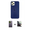 ieg™ iPhone 12 Pro Max Kılıf Nova Çizgi - Şeffaf Temperli Cam Ekran Koruyucu + Neon Fosforlu Kamera Lens - YL
