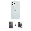 ieg™ iPhone 12 Pro Max Kılıf Nova Çizgi - Şeffaf Temperli Cam Ekran Koruyucu + Neon Fosforlu Kamera Lens - YL