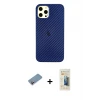 ieg™ iPhone 12 Pro Max Kılıf Nova Çizgi - Siyah 6D Mat Seramik Hayalet Nano Ekran Koruyucu + Shine Kamera Lens Koruma Cam - PE