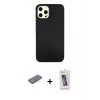 ieg™ iPhone 12 Pro Max Kılıf Nova Çizgi - Siyah Joko 5D Cam + Renkli Kamera Lens Koruma Cam - PE