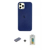 ieg™ iPhone 12 Pro Max Kılıf Nova Çizgi - Siyah Polymer Nano Ekran Koruyucu + Renkli Kamera Lens Koruma Cam - MI