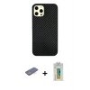 ieg™ iPhone 12 Pro Max Kılıf Nova Çizgi - Siyah Polymer Nano Ekran Koruyucu + Renkli Kamera Lens Koruma Cam - MI