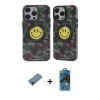 ieg™ iPhone 12 Pro Max Kılıf Nova Doku Koleksiyonu - Siyah 18D Cam Ekran Koruyucu + Shine Kamera Lens Koruma Cam - SH