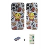 ieg™ iPhone 12 Pro Max Kılıf Nova Doku Koleksiyonu - Siyah 20D Premium Cam Ekran Koruyucu + Renkli Kamera Lens Koruma Cam - TU