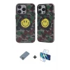 ieg™ iPhone 12 Pro Max Kılıf Nova Doku Koleksiyonu - Siyah 3D Antistatik Seramik Nano Ekran Koruyucu + Metal Kamera Lens Koruma Cam - GS