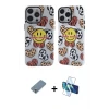 ieg™ iPhone 12 Pro Max Kılıf Nova Doku Koleksiyonu - Siyah 3D Antistatik Seramik Nano Ekran Koruyucu + Metal Kamera Lens Koruma Cam - GS