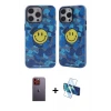 ieg™ iPhone 12 Pro Max Kılıf Nova Doku Koleksiyonu - Siyah 3D Antistatik Seramik Nano Ekran Koruyucu + Neon Fosforlu Kamera Lens - TU