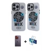 ieg™ iPhone 12 Pro Max Kılıf Nova Doku Koleksiyonu - Siyah 3D Antistatik Seramik Nano Ekran Koruyucu + Neon Fosforlu Kamera Lens - TU