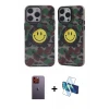 ieg™ iPhone 12 Pro Max Kılıf Nova Doku Koleksiyonu - Siyah 3D Antistatik Seramik Nano Ekran Koruyucu + Neon Fosforlu Kamera Lens - TU