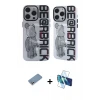 ieg™ iPhone 12 Pro Max Kılıf Nova Doku Koleksiyonu - Siyah 3D Antistatik Seramik Nano Ekran Koruyucu + Shine Kamera Lens Koruma Cam - GS