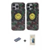 ieg™ iPhone 12 Pro Max Kılıf Nova Doku Koleksiyonu - Siyah 6D Mat Seramik Hayalet Nano Ekran Koruyucu + Renkli Kamera Lens Koruma Cam - YL