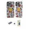 ieg™ iPhone 12 Pro Max Kılıf Nova Doku Koleksiyonu - Siyah 6D Mat Seramik Hayalet Nano Ekran Koruyucu + Renkli Kamera Lens Koruma Cam - YL