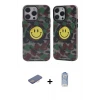 ieg™ iPhone 12 Pro Max Kılıf Nova Doku Koleksiyonu - Siyah Joko Magic 5D Cam + Renkli Kamera Lens Koruma Cam - PE