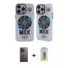 ieg™ iPhone 12 Pro Max Kılıf Nova Doku Koleksiyonu - Siyah Polymer Nano Ekran Koruyucu + Neon Fosforlu Kamera Lens - TU