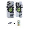ieg™ iPhone 12 Pro Max Kılıf Nova Doku Koleksiyonu - Siyah Polymer Nano Ekran Koruyucu + Renkli Kamera Lens Koruma Cam - PE