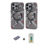 ieg™ iPhone 12 Pro Max Kılıf Nova Doku Koleksiyonu - Siyah Polymer Nano Ekran Koruyucu + Renkli Kamera Lens Koruma Cam - PE