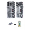 ieg™ iPhone 12 Pro Max Kılıf Nova Doku Koleksiyonu - Siyah Polymer Nano Ekran Koruyucu + Renkli Kamera Lens Koruma Cam - PE
