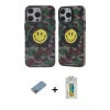 ieg™ iPhone 12 Pro Max Kılıf Nova Doku Koleksiyonu - Siyah Polymer Nano Ekran Koruyucu + Shine Kamera Lens Koruma Cam - GI