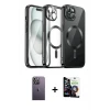 ieg™ iPhone 12 Pro Max Kılıf Nova Işık Özel Seri - Şeffaf Temperli Cam Ekran Koruyucu + Neon Fosforlu Kamera Lens - BZ
