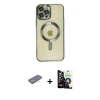 ieg™ iPhone 12 Pro Max Kılıf Nova Işık Özel Seri - Şeffaf Temperli Cam Ekran Koruyucu + Renkli Kamera Lens Koruma Cam - SI