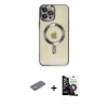 ieg™ iPhone 12 Pro Max Kılıf Nova Işık Özel Seri - Şeffaf Temperli Cam Ekran Koruyucu + Renkli Kamera Lens Koruma Cam - SI