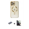 ieg™ iPhone 12 Pro Max Kılıf Nova Işık Özel Seri - Şeffaf Temperli Cam Ekran Koruyucu + Renkli Kamera Lens Koruma Cam - SI