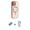 ieg™ iPhone 12 Pro Max Kılıf Nova Işık Özel Seri - Şeffaf Uv Polymer Nano Ekran Koruyucu + Metal Kamera Lens Koruma Cam - SH