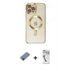ieg™ iPhone 12 Pro Max Kılıf Nova Işık Özel Seri - Şeffaf Uv Polymer Nano Ekran Koruyucu + Metal Kamera Lens Koruma Cam - SH