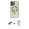 ieg™ iPhone 12 Pro Max Kılıf Nova Işık Özel Seri - Şeffaf Uv Polymer Nano Ekran Koruyucu + Metal Kamera Lens Koruma Cam - SH