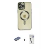 ieg™ iPhone 12 Pro Max Kılıf Nova Işık Özel Seri - Şeffaf Uv Polymer Nano Ekran Koruyucu + Renkli Kamera Lens Koruma Cam - YL