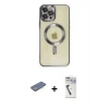 ieg™ iPhone 12 Pro Max Kılıf Nova Işık Özel Seri - Şeffaf Uv Polymer Nano Ekran Koruyucu + Renkli Kamera Lens Koruma Cam - YL