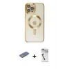 ieg™ iPhone 12 Pro Max Kılıf Nova Işık Özel Seri - Şeffaf Uv Polymer Nano Ekran Koruyucu + Renkli Kamera Lens Koruma Cam - YL