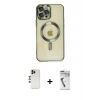 ieg™ iPhone 12 Pro Max Kılıf Nova Işık Özel Seri - Şeffaf Uv Polymer Nano Ekran Koruyucu + Shine Kamera Lens - GD