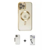 ieg™ iPhone 12 Pro Max Kılıf Nova Işık Özel Seri - Şeffaf Uv Polymer Nano Ekran Koruyucu + Shine Kamera Lens - GD