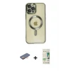 ieg™ iPhone 12 Pro Max Kılıf Nova Işık Özel Seri - Siyah 20D Premium Cam Ekran Koruyucu + Renkli Kamera Lens Koruma Cam - TU