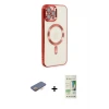 ieg™ iPhone 12 Pro Max Kılıf Nova Işık Özel Seri - Siyah 20D Premium Cam Ekran Koruyucu + Renkli Kamera Lens Koruma Cam - TU