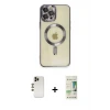ieg™ iPhone 12 Pro Max Kılıf Nova Işık Özel Seri - Siyah 20D Premium Cam Ekran Koruyucu + Shine Kamera Lens - GD