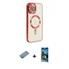 ieg™ iPhone 12 Pro Max Kılıf Nova Işık Özel Seri - Siyah 34D Izgaralı Cam + Shine Kamera Lens Koruma Cam - GS