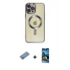 ieg™ iPhone 12 Pro Max Kılıf Nova Işık Özel Seri - Siyah 34D Izgaralı Cam + Shine Kamera Lens Koruma Cam - GS