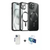 ieg™ iPhone 12 Pro Max Kılıf Nova Işık Özel Seri - Siyah 3D Antistatik Seramik Nano Ekran Koruyucu + Shine Kamera Lens - LT