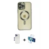 ieg™ iPhone 12 Pro Max Kılıf Nova Işık Özel Seri - Siyah 3D Antistatik Seramik Nano Ekran Koruyucu + Shine Kamera Lens - LT