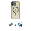 ieg™ iPhone 12 Pro Max Kılıf Nova Işık Özel Seri - Siyah 3D Antistatik Seramik Nano Ekran Koruyucu + Shine Kamera Lens Koruma Cam - GD