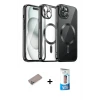 ieg™ iPhone 12 Pro Max Kılıf Nova Işık Özel Seri - Siyah 5D Eko Cam Ekran Koruyucu + Shine Kamera Lens Koruma Cam - SABE
