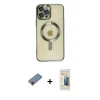 ieg™ iPhone 12 Pro Max Kılıf Nova Işık Özel Seri - Siyah 6D Mat Seramik Hayalet Nano Ekran Koruyucu + Metal Kamera Lens Koruma Cam - KI