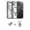 ieg™ iPhone 12 Pro Max Kılıf Nova Işık Özel Seri - Siyah 6D Mat Seramik Hayalet Nano Ekran Koruyucu + Metal Kamera Lens Koruma Cam - KI